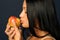 Beautiful exotic woman with apple