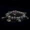 A beautiful, expensive pandora bracelet lies on a table on a black background