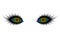 Beautiful eyes with long lashes and hypnotic multicolored spirals