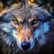 Beautiful eyes of a wild wolf - front view - AI generated