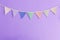 Beautiful fabric vintage party flag design on purple background