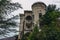 Beautiful facade of abandoned palace. Abandoned sanatorium in Gagra, Abkhazia