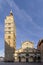 The beautiful facade of the Cathedral of San Zeno in Pistoia, Tuscany, Italy