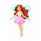 Beautiful Fairy and Pixie in Pink Dress with Wings Vector Illustration