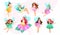 Beautiful Fairy and Pixie with Wings Vector Set