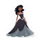 Beautiful fairytale black princess on white background.