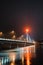 The beautiful fairytale Lumberjack`s Candle Bridge in Rovaniemi, a Finnish Christmas town in Lapland, Finland. The town of Santa