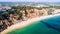 Beautiful Falesia Beach in Portugal seen from above. Portugal algarve beaches aerial view.