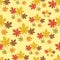 Beautiful Fall or Autumn Maple Leaf Pattern Seamless with Light Orange Background