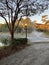 Beautiful fall foliage along the lake on a cool day.