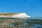 Beautiful famous coastline of The Seven Sister Chalk Cliffs natural park, East Sussex, England, United Kingdom.