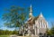 beautiful famous St. Albans Church against blue sky