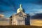 Beautiful and famous St. Sebastian`s chapel Svaty Kopecek - in czech on a sunset. Mikulov, South Moravian region. Czech Republi