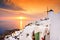 Beautiful and famous sunset at Santorini island, Greece