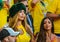 Beautiful fan girls from Brazil during FIFA World Cup 2018 match Serbia vs Brazil