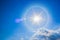 Beautiful fantastic sun halo phenomenon in sky