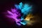 Beautiful fantasy Color explosion on black background. Generative Ai