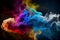 Beautiful fantasy Color explosion on black background. Generative Ai