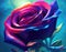 beautiful fantasy rose in blue and red colors, ai generated image