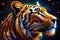 beautiful fantasy tiger in space with beautiful stars around