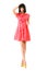 Beautiful fashion model in pink mini dress