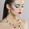 Beautiful fashion portrait of young woman with bright colorful makeup