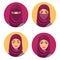 Beautiful fashion young arab woman icons set.Set four Arab girls in different traditional headdresses. Isolated. Vector.