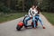 Beautiful fashionable couple in stylish denim clothes