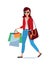 Beautiful fashionable girl shopper in glasses, purchases made in shops.