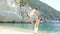 Beautiful father and daughter on Caribbean beach