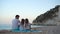 Beautiful father and daughter on european beach