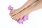 Beautiful feet with perfect french spa pedicure