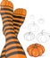 Beautiful feet in stripy socks with pumpkin