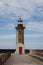 Beautiful Felgueiras Lighthouse on Atlantic Ocean in Porto, Portugal. Travel concept