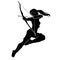 Beautiful of female archer warrior silhouette vector collection on white background