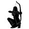 Beautiful of female archer warrior silhouette vector collection on white background