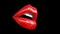 beautiful female closed lips or mouth red color with gloss or lipstick, 3d render isolated on black background