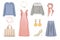 Beautiful female clothes set isolated.Women clothing,fashion garment collection. Elegant gir\\\'s apparel