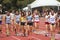 Beautiful female distance runners prepare race