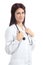 Beautiful female doctor posing standing isolated