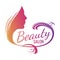 Beautiful female face portrait - beauty salon emblem