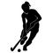 Beautiful female field hockey vector silhouette on white background