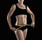 Beautiful female fitness models stomach, torso and abdominal muscles.