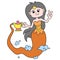 A beautiful female genie creature came out of the magic lamp, doodle icon image kawaii