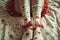 Beautiful female legs in socks with a hearts print. Retro fashion, vintage concept