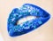 Beautiful female lips blue with flowers
