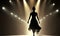 Beautiful female silhouette walks down the catwalk