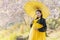 Beautiful Female wearing traditional Korean hanbok with cherry blossom in spring, Korea. Asian woman tourists