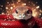 Beautiful festive bokeh background with close-up of snake gazing directly at the camera