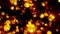 Beautiful festive bokeh effect, orange gold circles of light shining falling falling glowing christmas new year on black